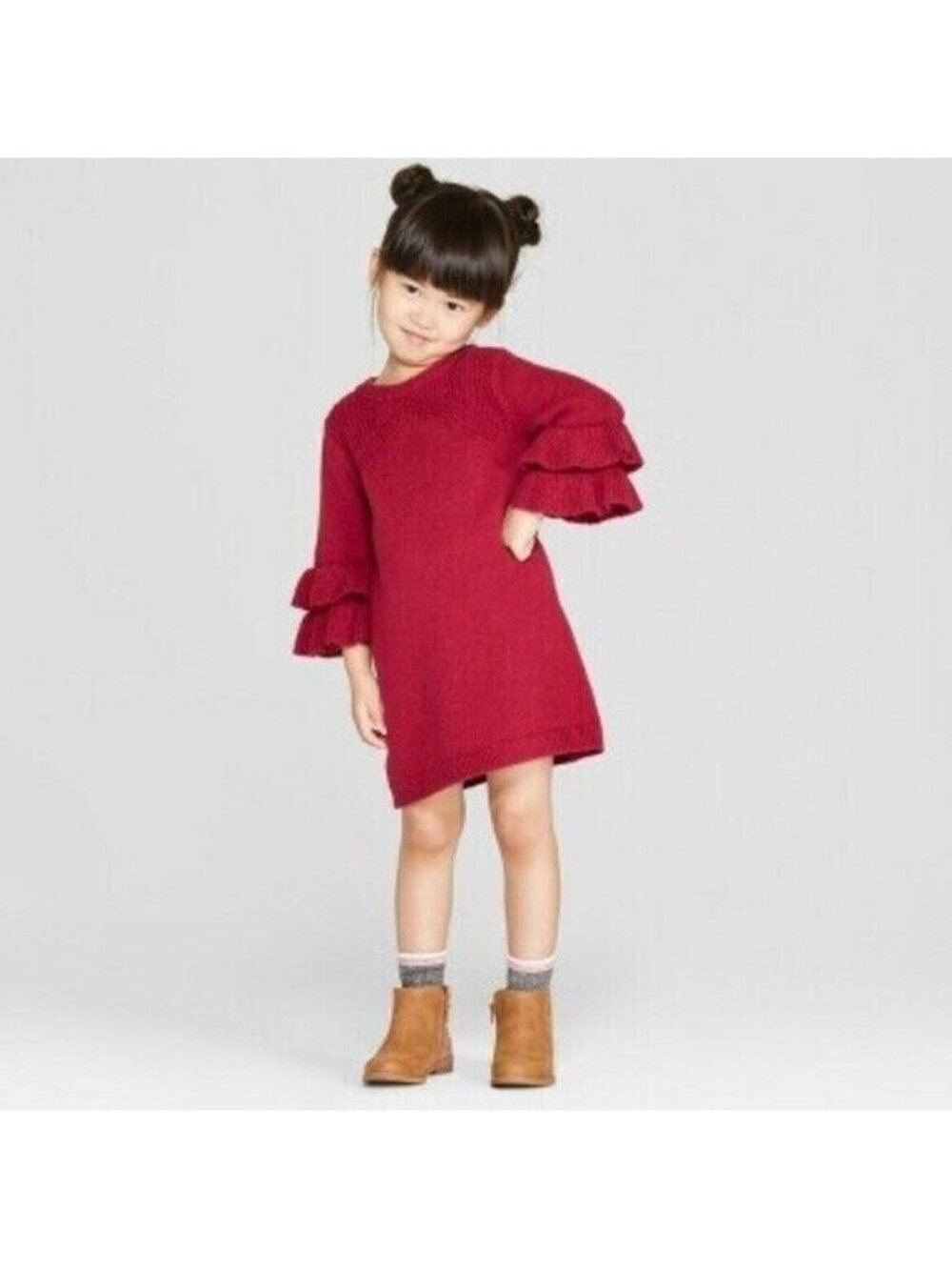 Genuine Kids From OshKosh Baby Toddler Girl Red Knit Ruffle Sweater Dress 2T